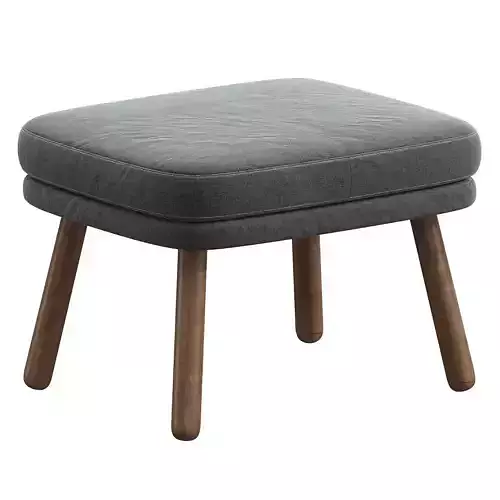 Lovise Mid Century Modern Dark Gray Walnut Brown Wood Ottoman