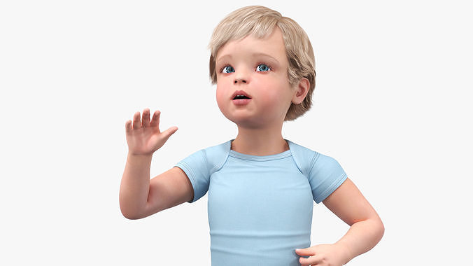 Boy Aged 1 Year in Bodysuit Rigged 3D model 5