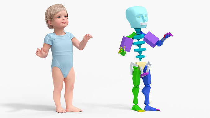 Boy Aged 1 Year in Bodysuit Rigged 3D model 6