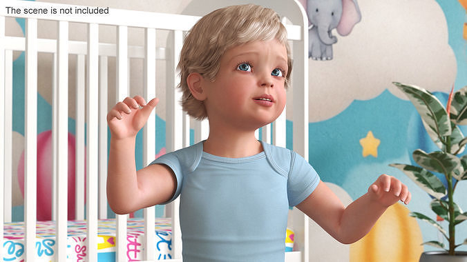 Boy Aged 1 Year in Bodysuit Rigged 3D model