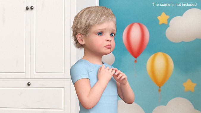 Boy Aged 1 Year in Bodysuit Rigged 3D model 3