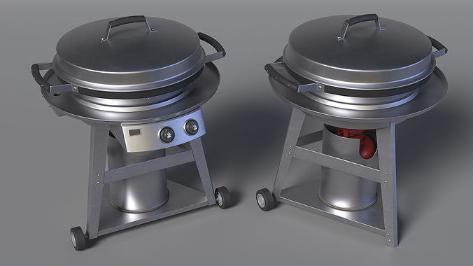 Professional Wheeled Cart Griddle 3D model 4