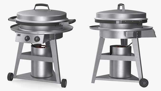 Professional Wheeled Cart Griddle 3D model 6