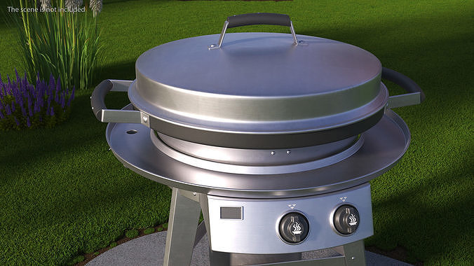 Professional Wheeled Cart Griddle 3D model 3