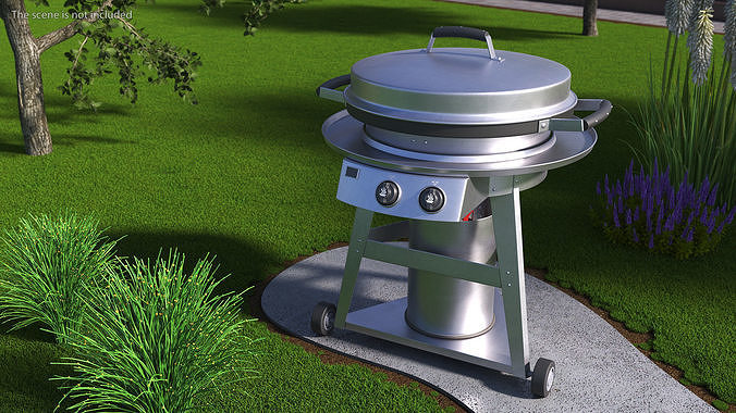 Professional Wheeled Cart Griddle 3D model 2