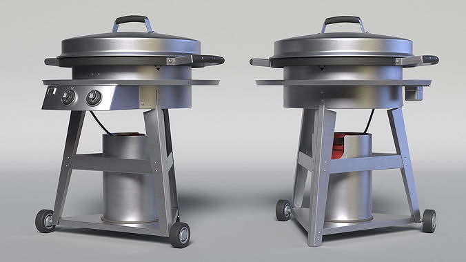Professional Wheeled Cart Griddle 3D model 5