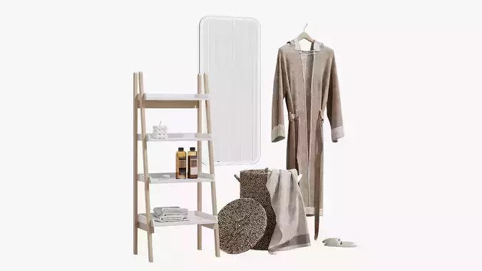 Decorative bathroom set with shelving