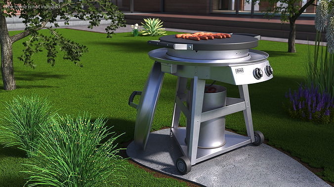 Professional Grill Cart with Fried Sausages 3D model