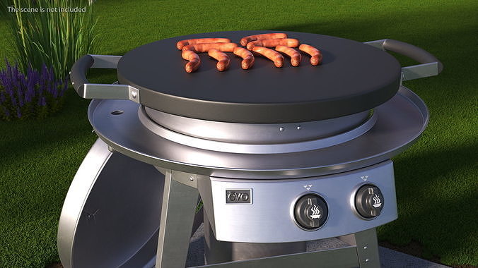 Professional Grill Cart with Fried Sausages 3D model 3