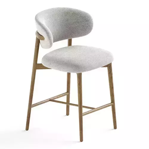 Curved Linen Backrest Bar Stools