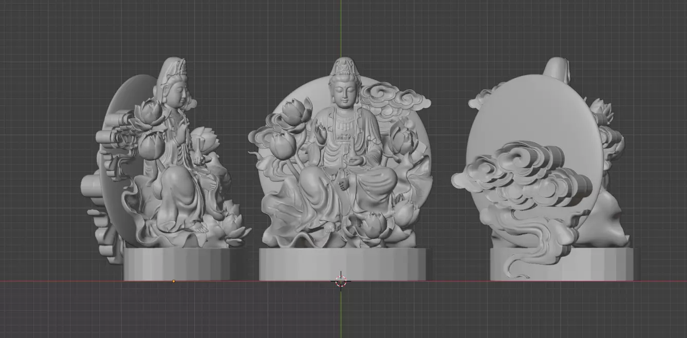 Gua Yin lotus 3D print model_0
