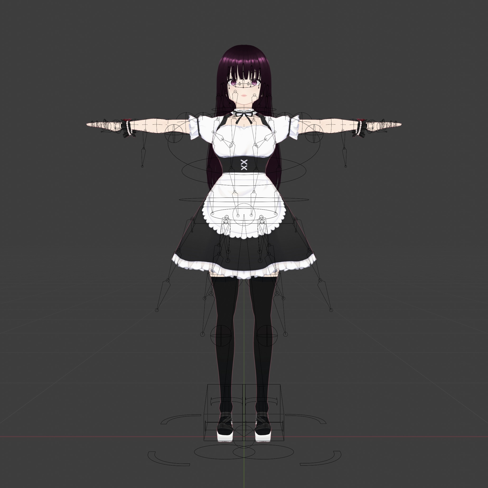 Anime Maid Rigged Character Model - VR Chat 3D model_8