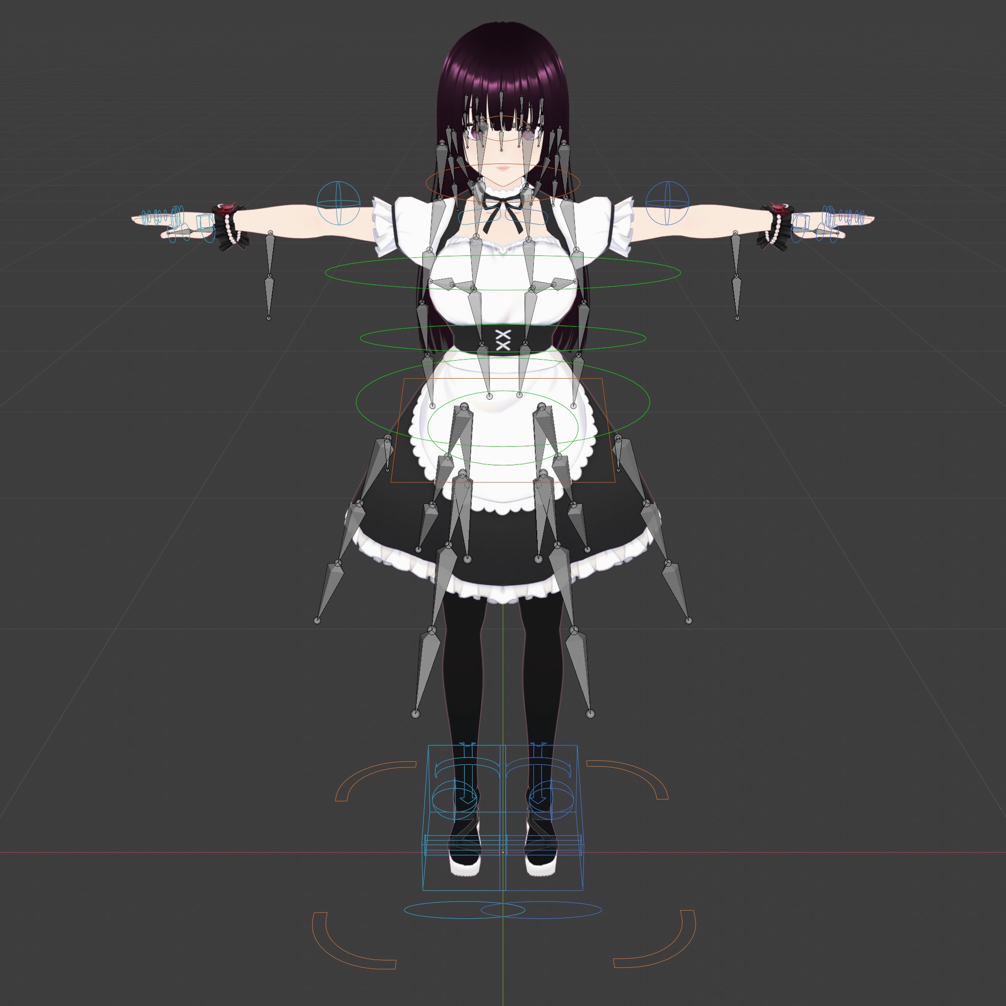 Anime Maid Rigged Character Model - VR Chat 3D model_6