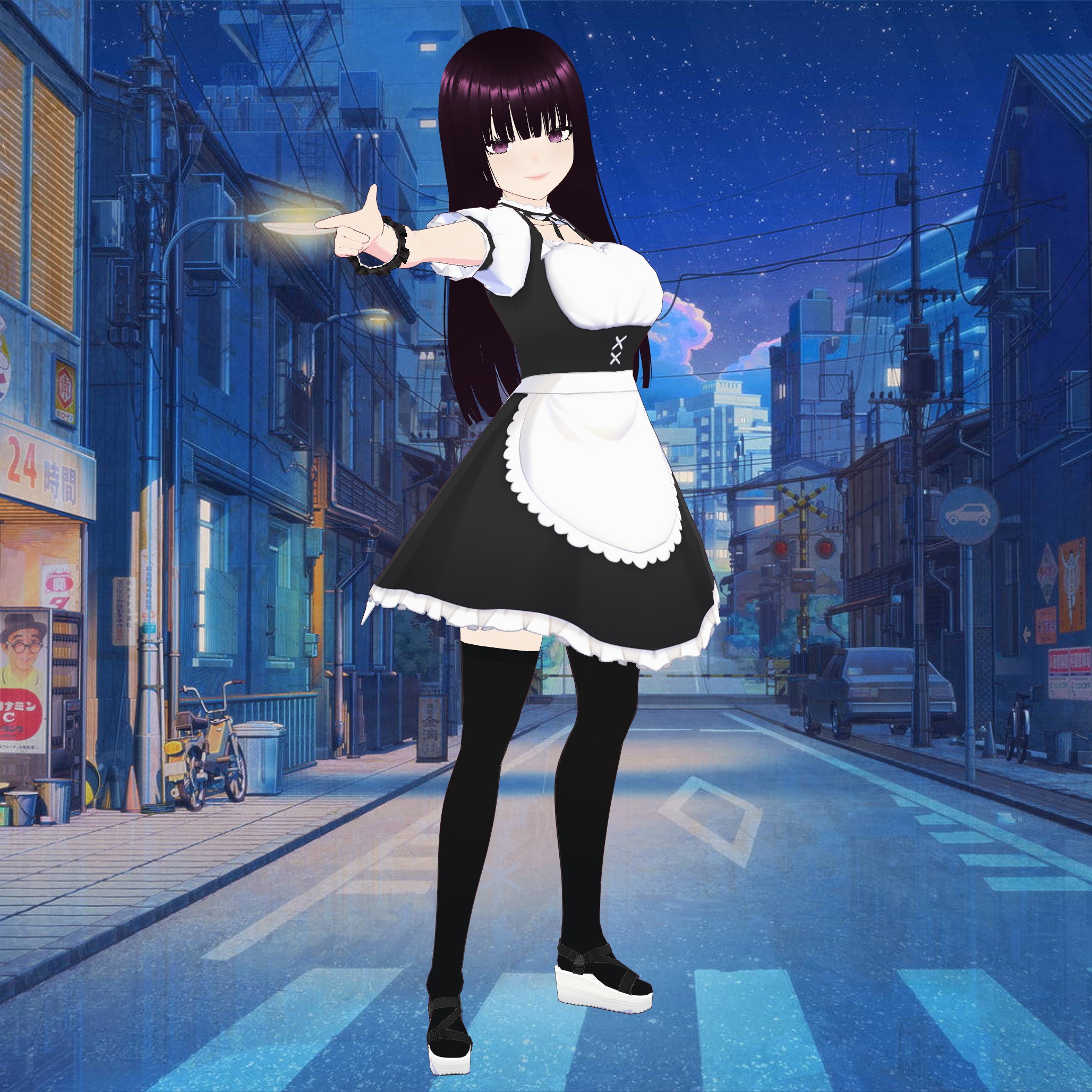 Anime Maid Rigged Character Model - VR Chat 3D model_2
