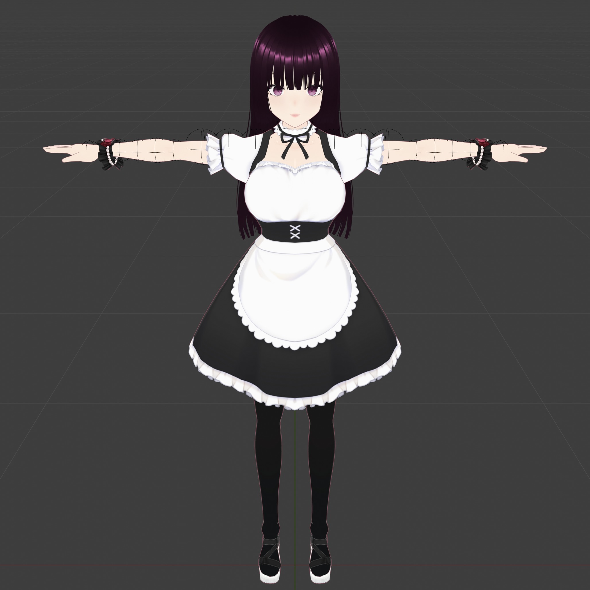 Anime Maid Rigged Character Model - VR Chat 3D model_3