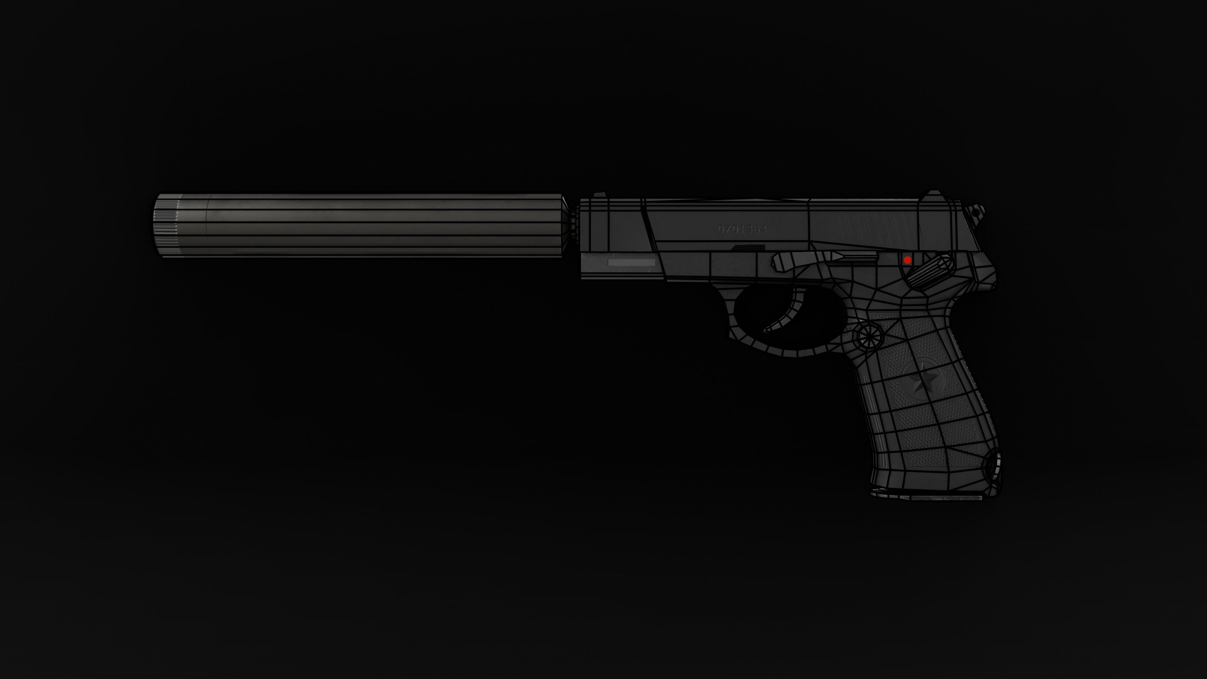 Low Poly Chinese QSZ-92 Pistol Low-poly 3D model_4