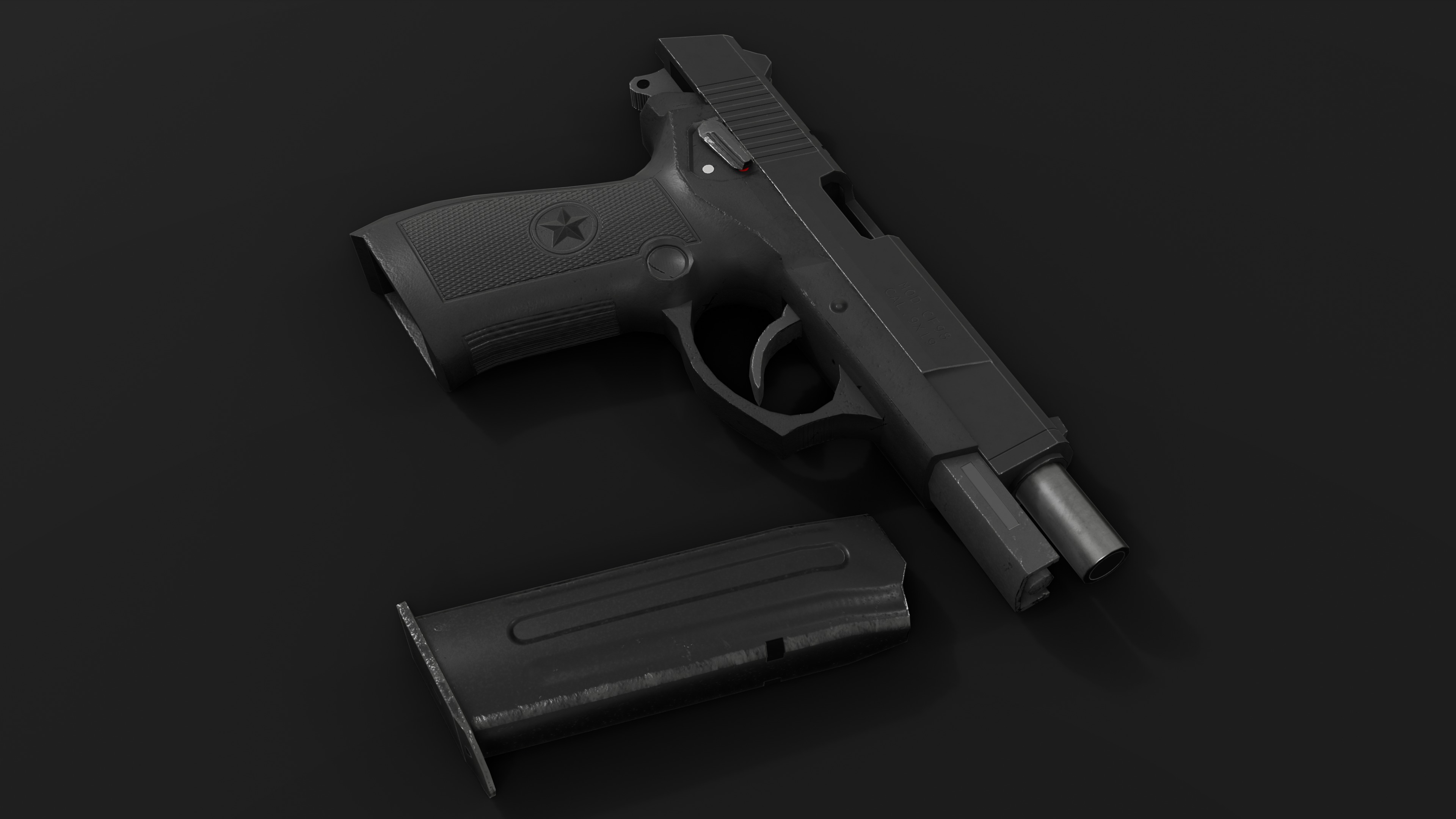 Low Poly Chinese QSZ-92 Pistol Low-poly 3D model_3