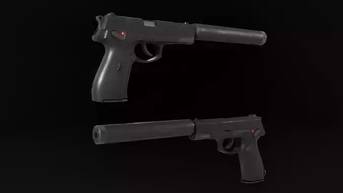 Low Poly Chinese QSZ-92 Pistol Low-poly 3D model