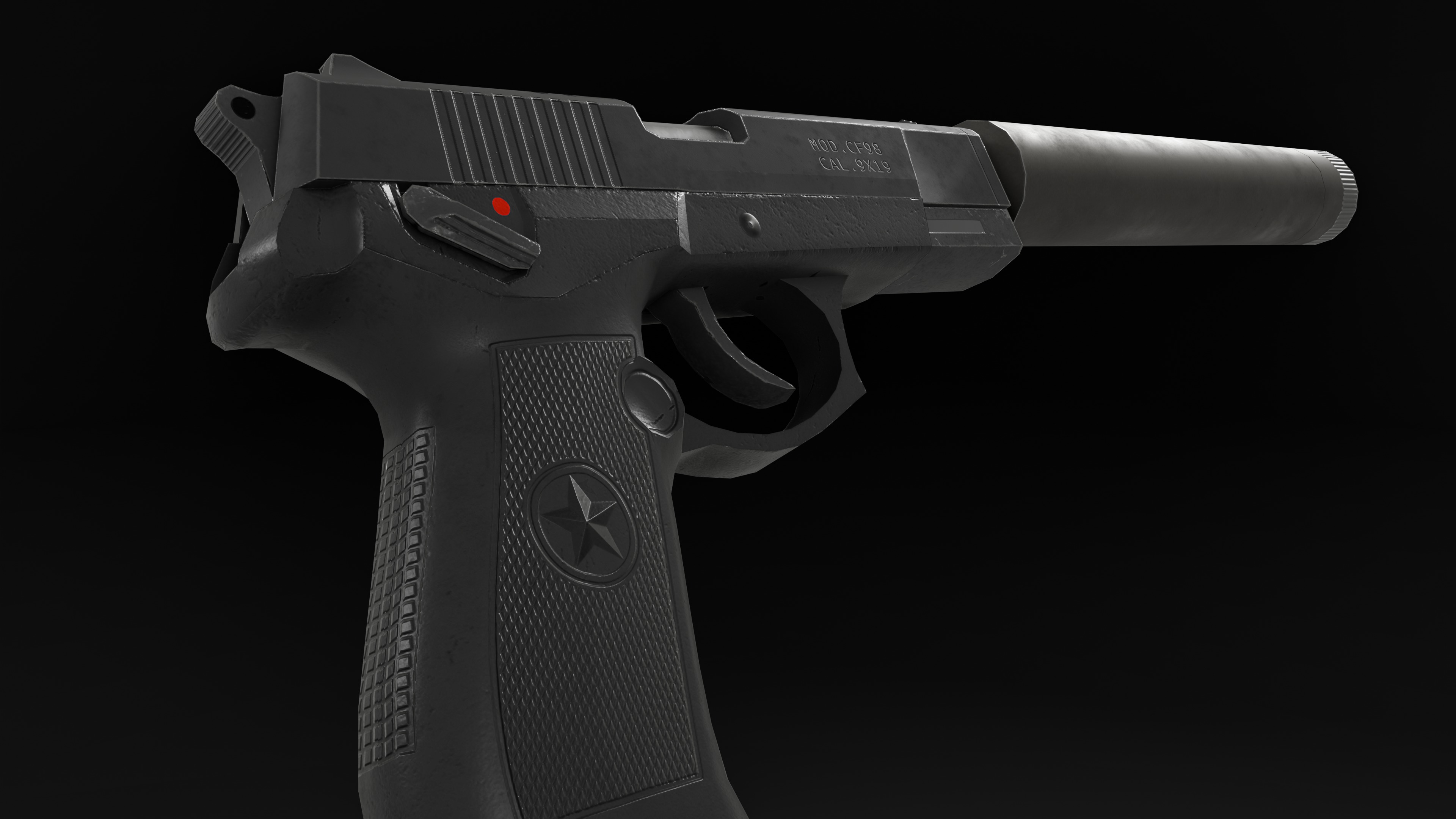 Low Poly Chinese QSZ-92 Pistol Low-poly 3D model_2