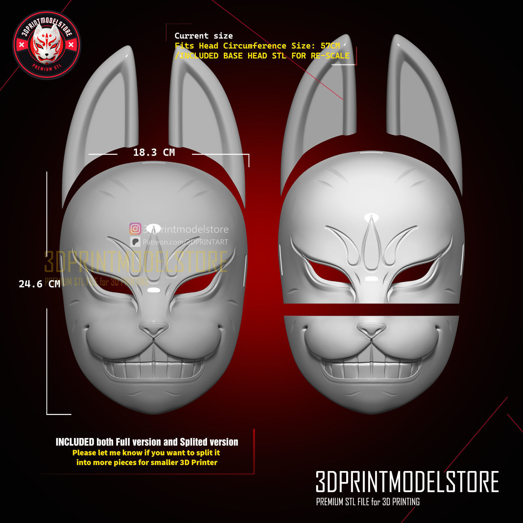 Genba Kazama Cosplay Mask - The Elusive Samurai Fox Mask 3D print model_6