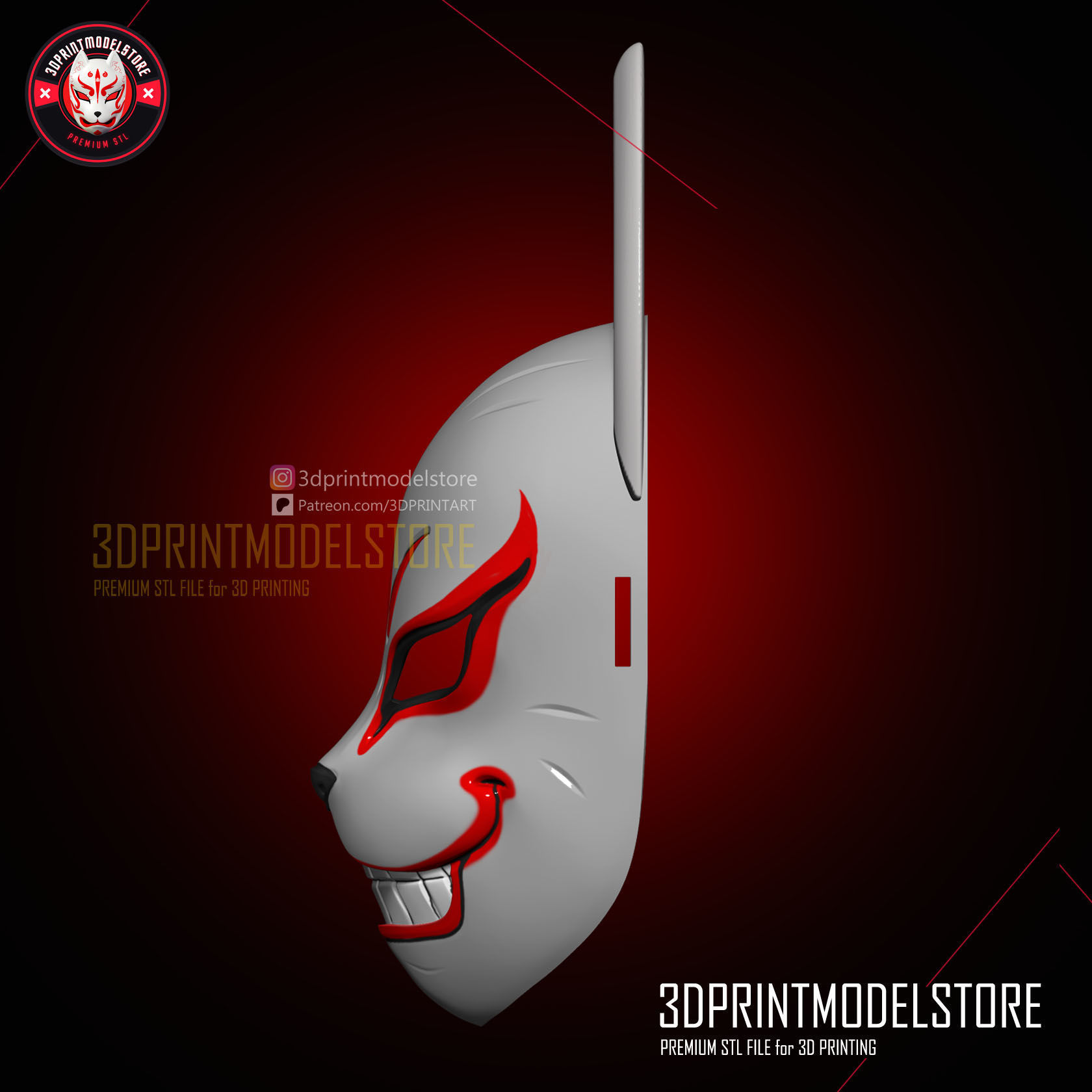 Genba Kazama Cosplay Mask - The Elusive Samurai Fox Mask 3D print model_3