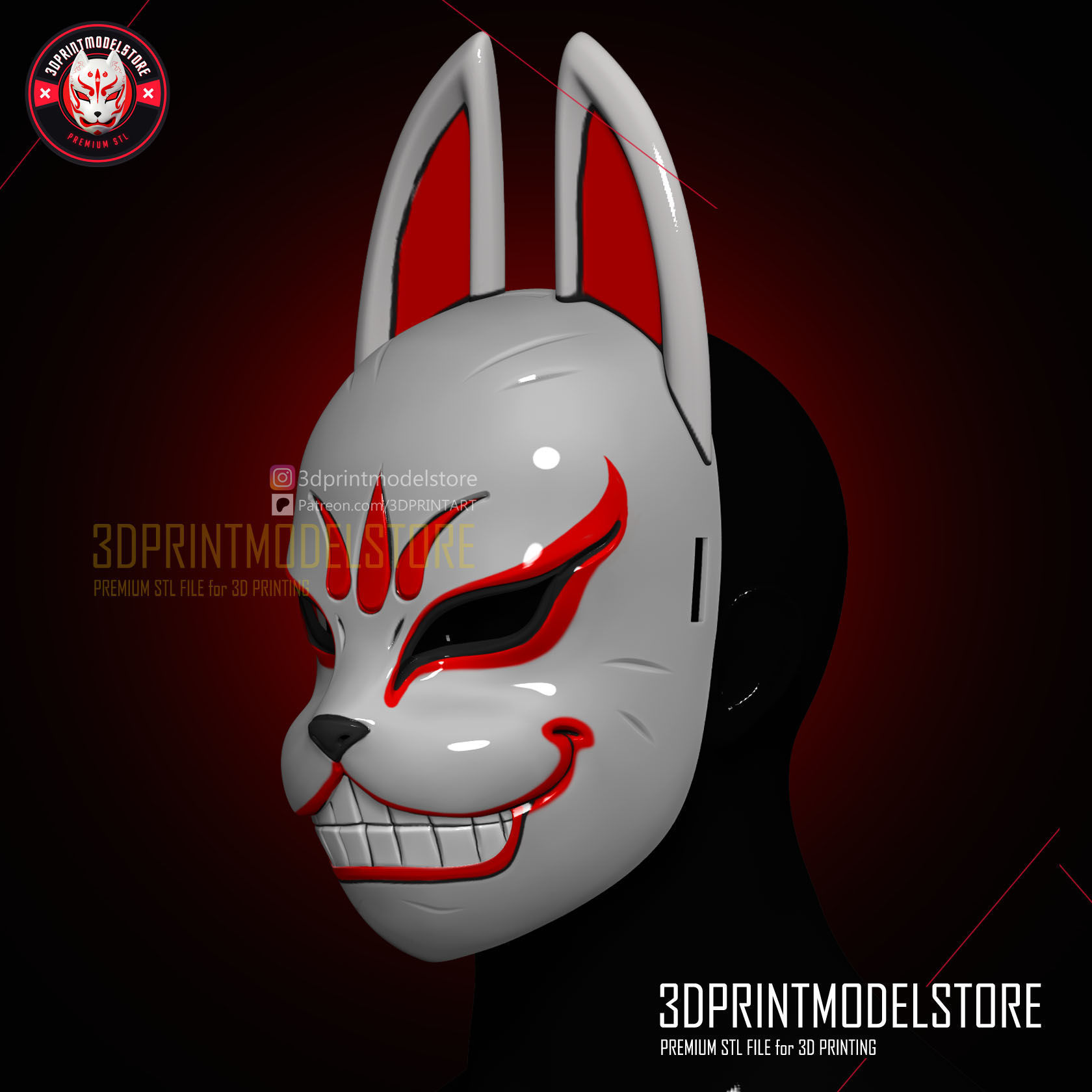 Genba Kazama Cosplay Mask - The Elusive Samurai Fox Mask 3D print model_5