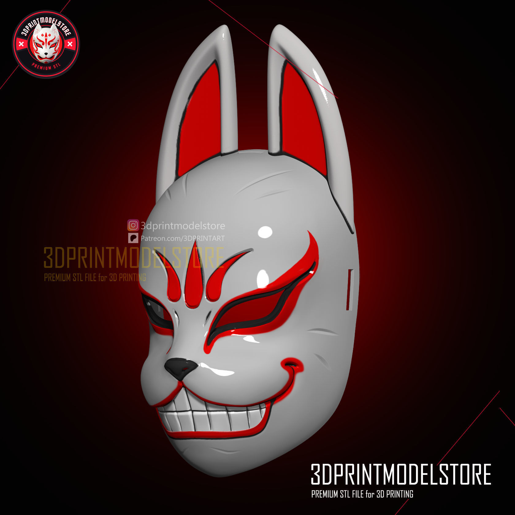 Genba Kazama Cosplay Mask - The Elusive Samurai Fox Mask 3D print model_2