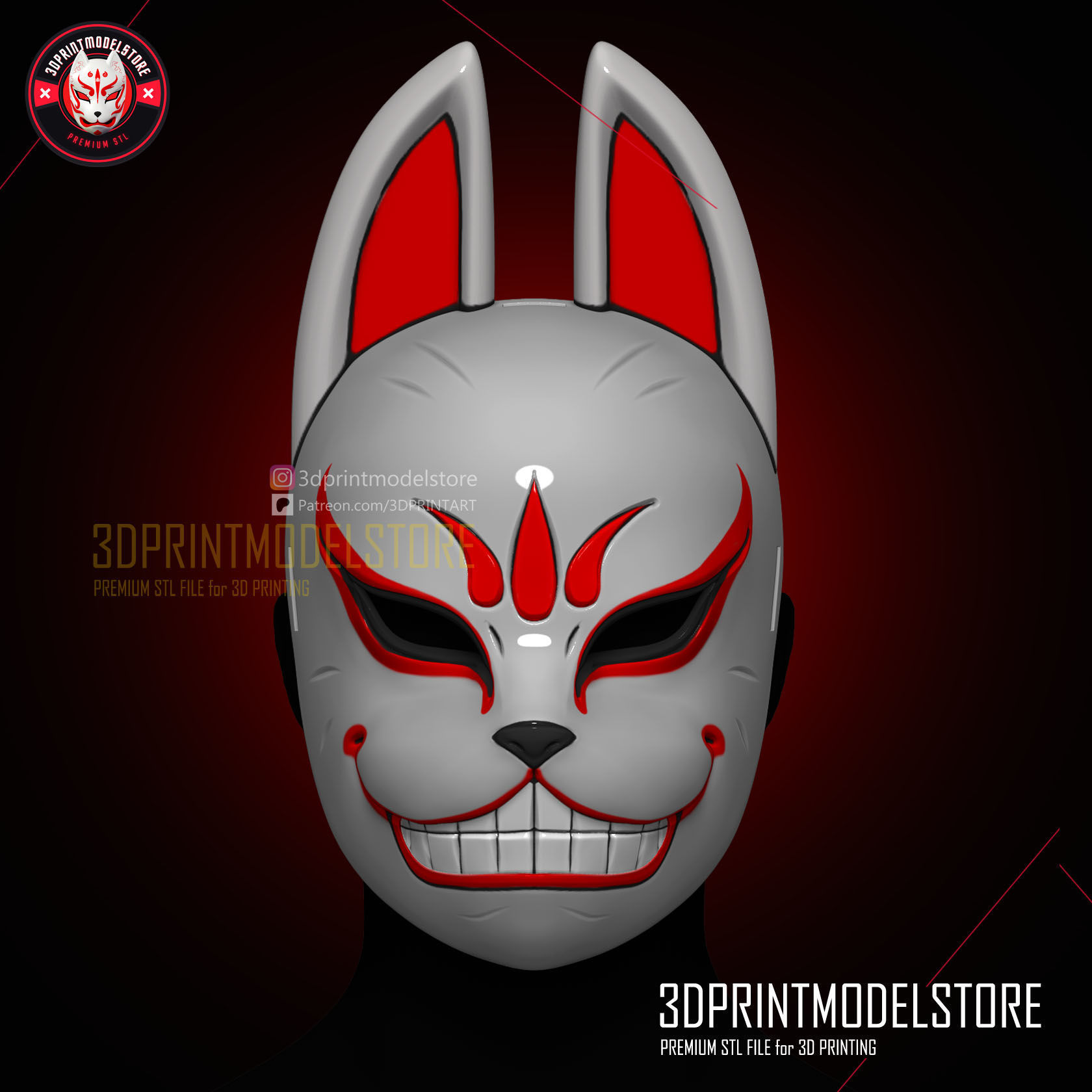 Genba Kazama Cosplay Mask - The Elusive Samurai Fox Mask 3D print model_4