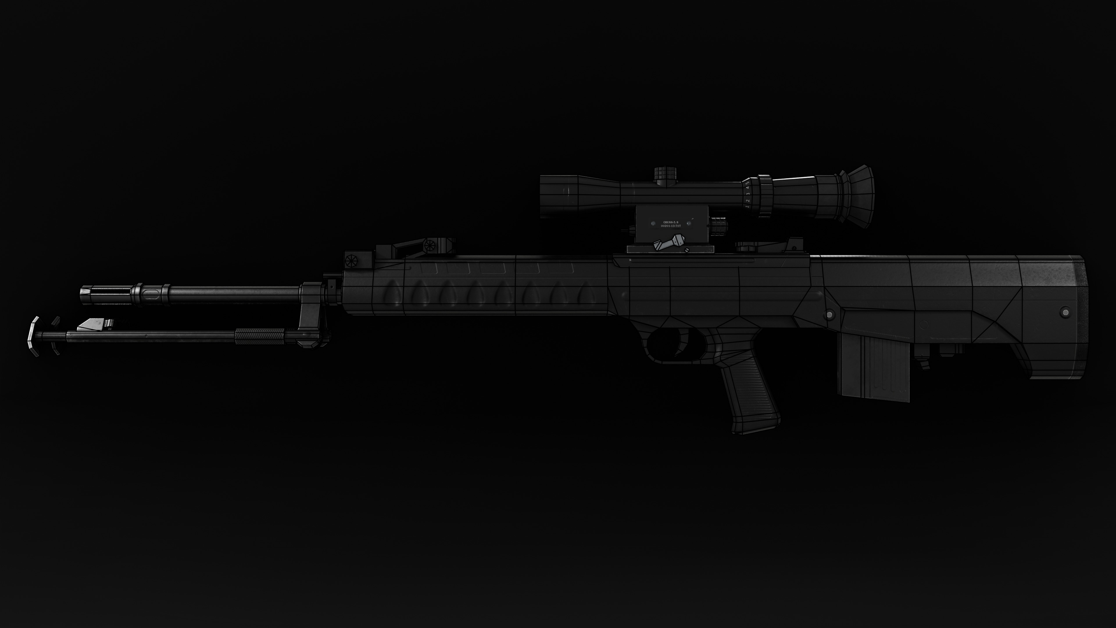 Low Poly Chinese QBU-88 Sniper Rifle Low-poly 3D model_4