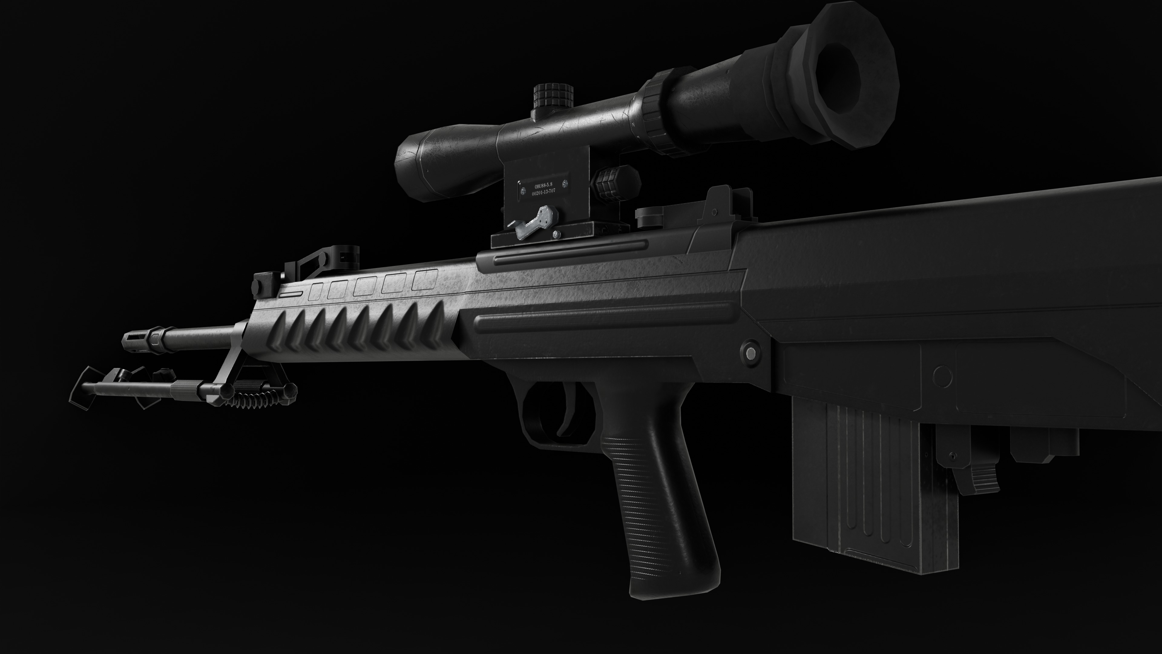 Low Poly Chinese QBU-88 Sniper Rifle Low-poly 3D model_1