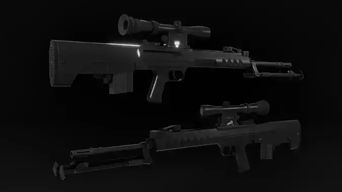Low Poly Chinese QBU-88 Sniper Rifle Low-poly 3D model