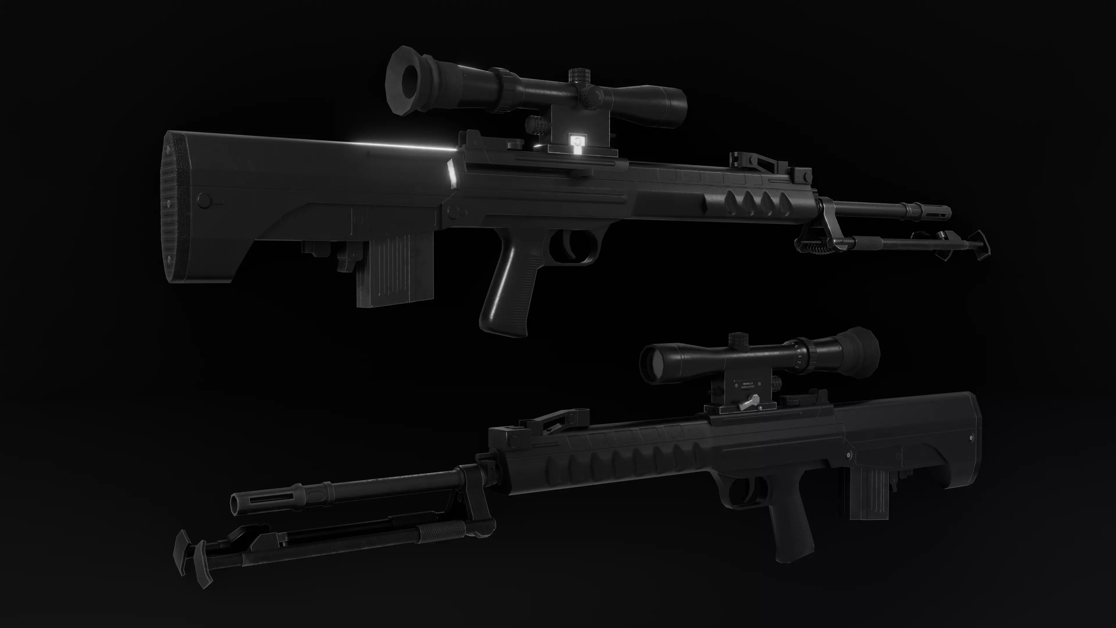 Low Poly Chinese QBU-88 Sniper Rifle Low-poly 3D model_0