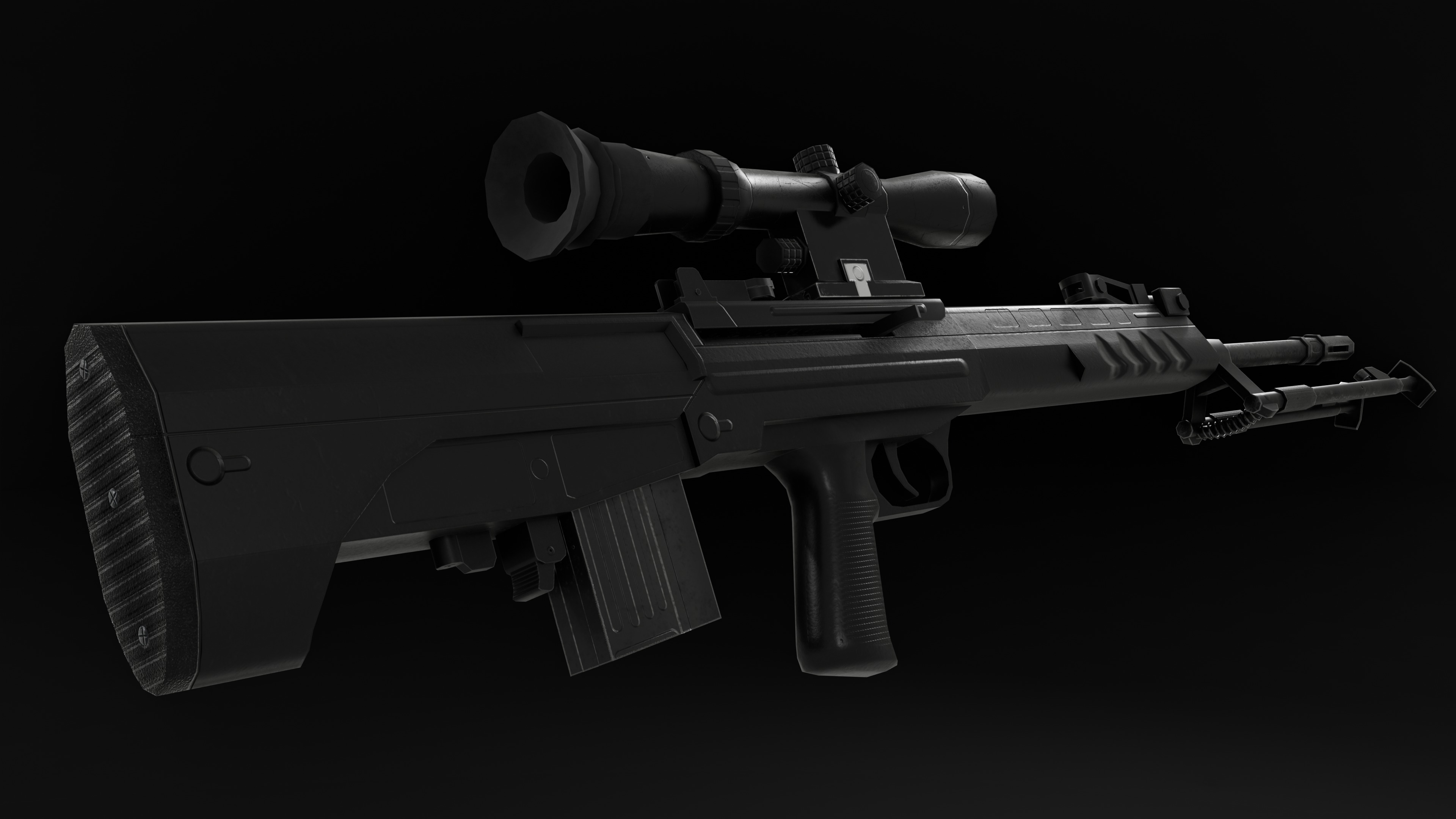 Low Poly Chinese QBU-88 Sniper Rifle Low-poly 3D model_2