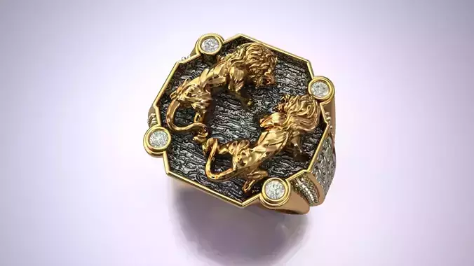 Lion Two Ring  3D print model