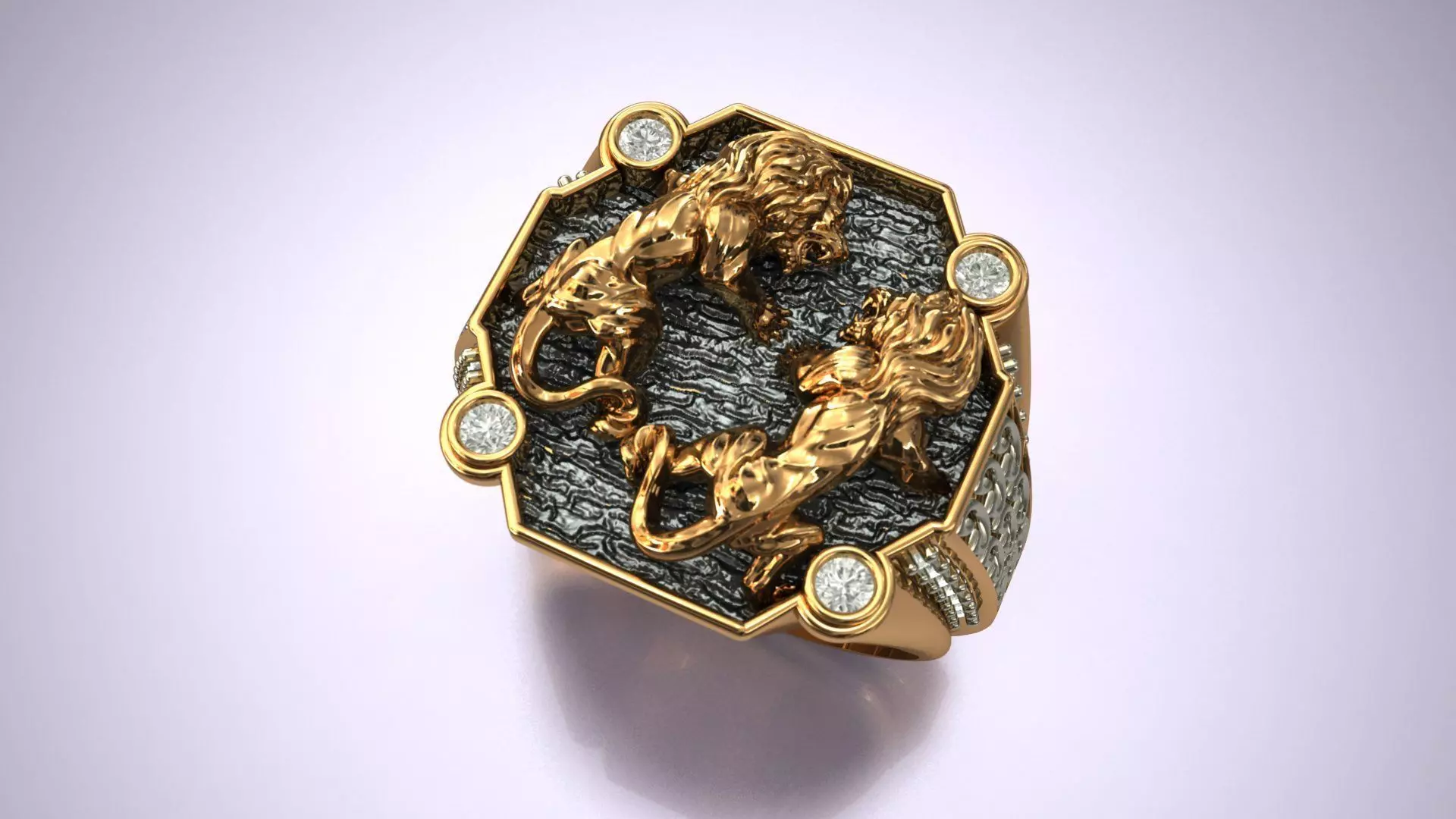 Lion Two Ring  3D print model 3D print model_0