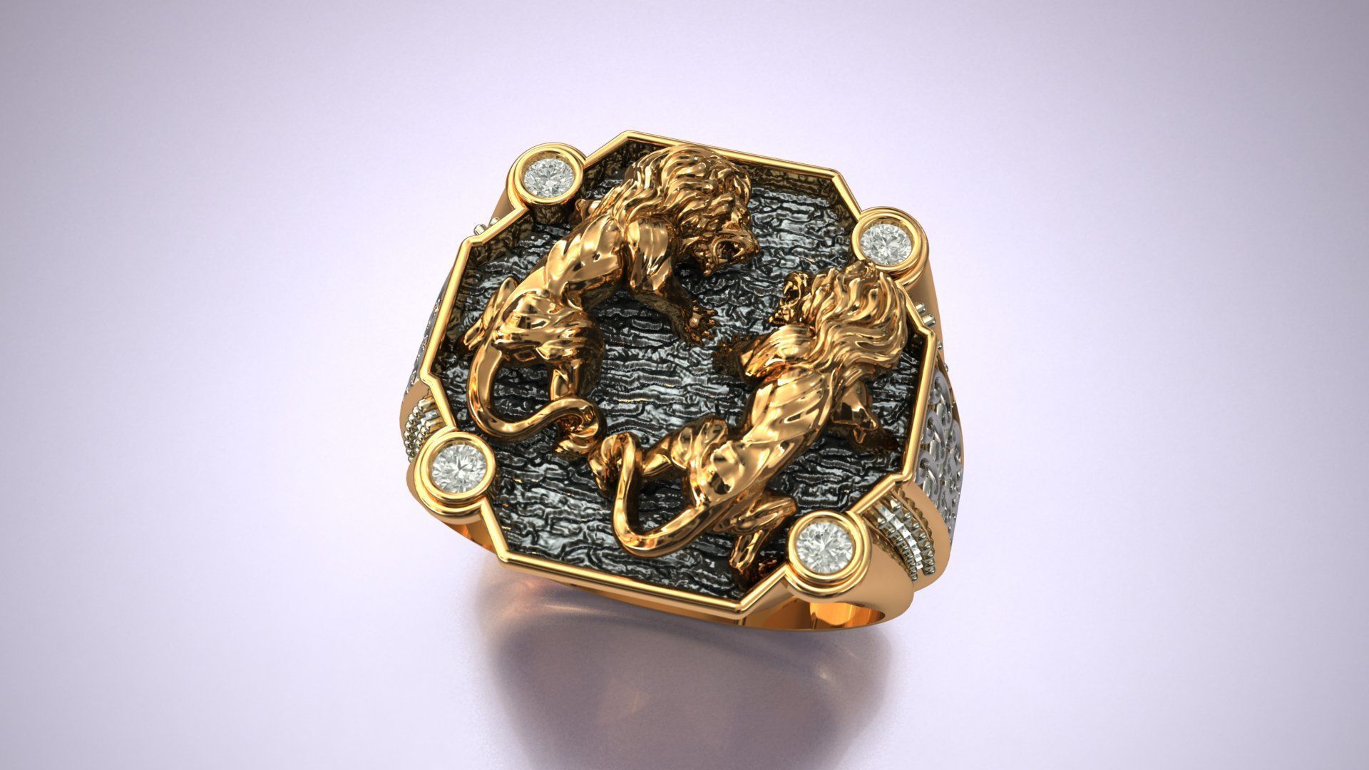 Lion Two Ring  3D print model 3D print model_7