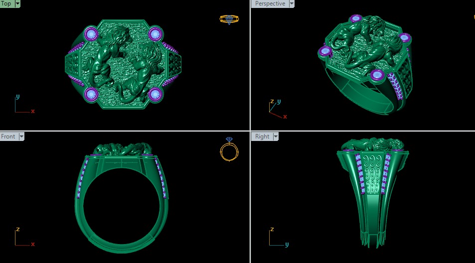 Lion Two Ring  3D print model 3D print model_9