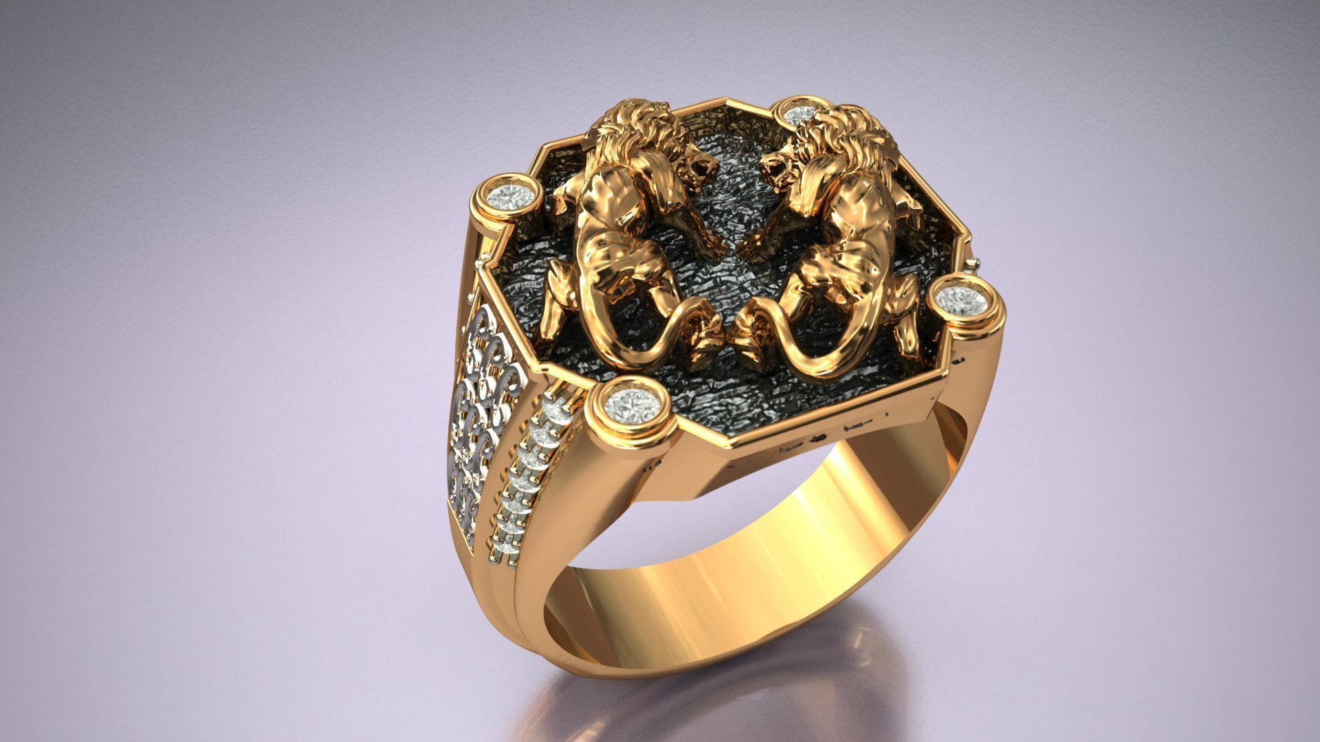 Lion Two Ring  3D print model 3D print model_2