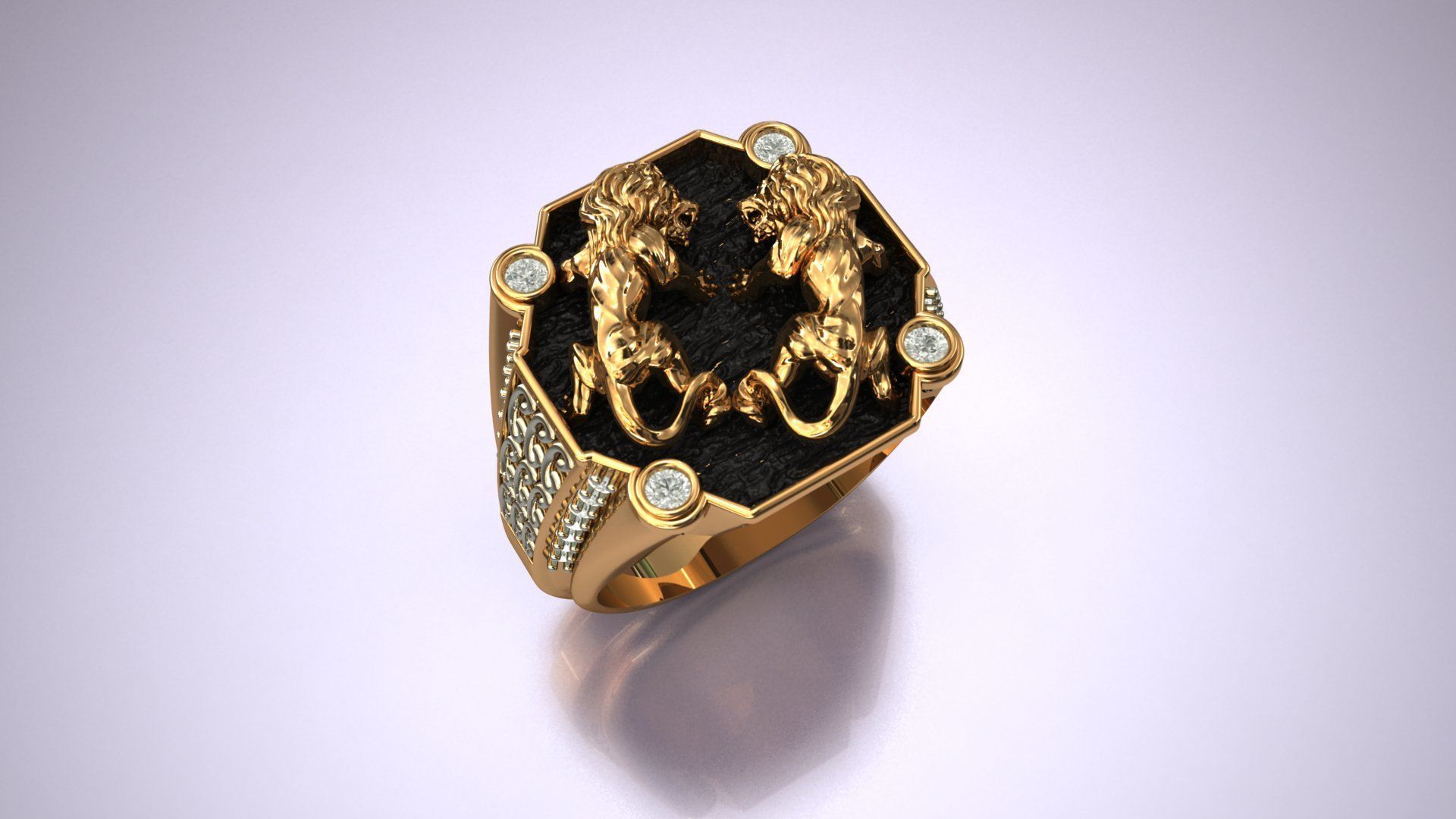 Lion Two Ring  3D print model 3D print model_4