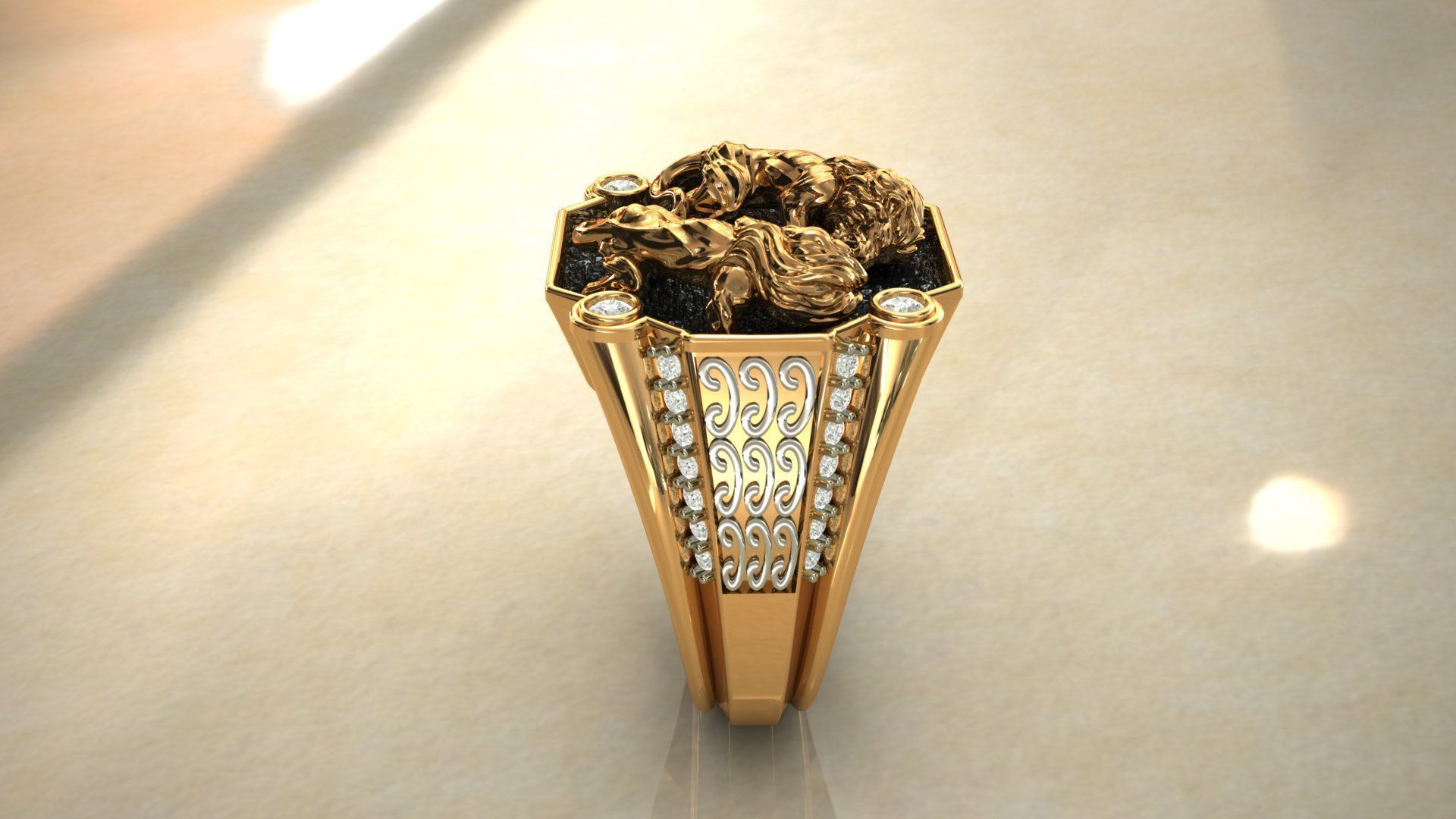 Lion Two Ring  3D print model 3D print model_5