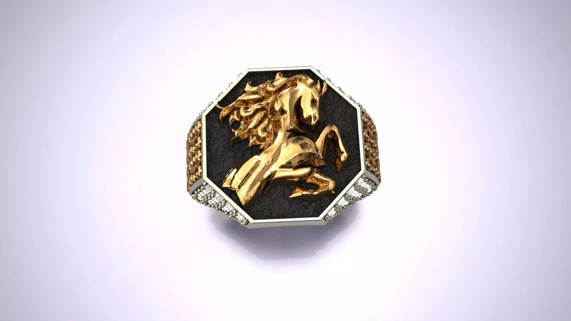 Horse Head Diamond Ring 3D print model 3D print model