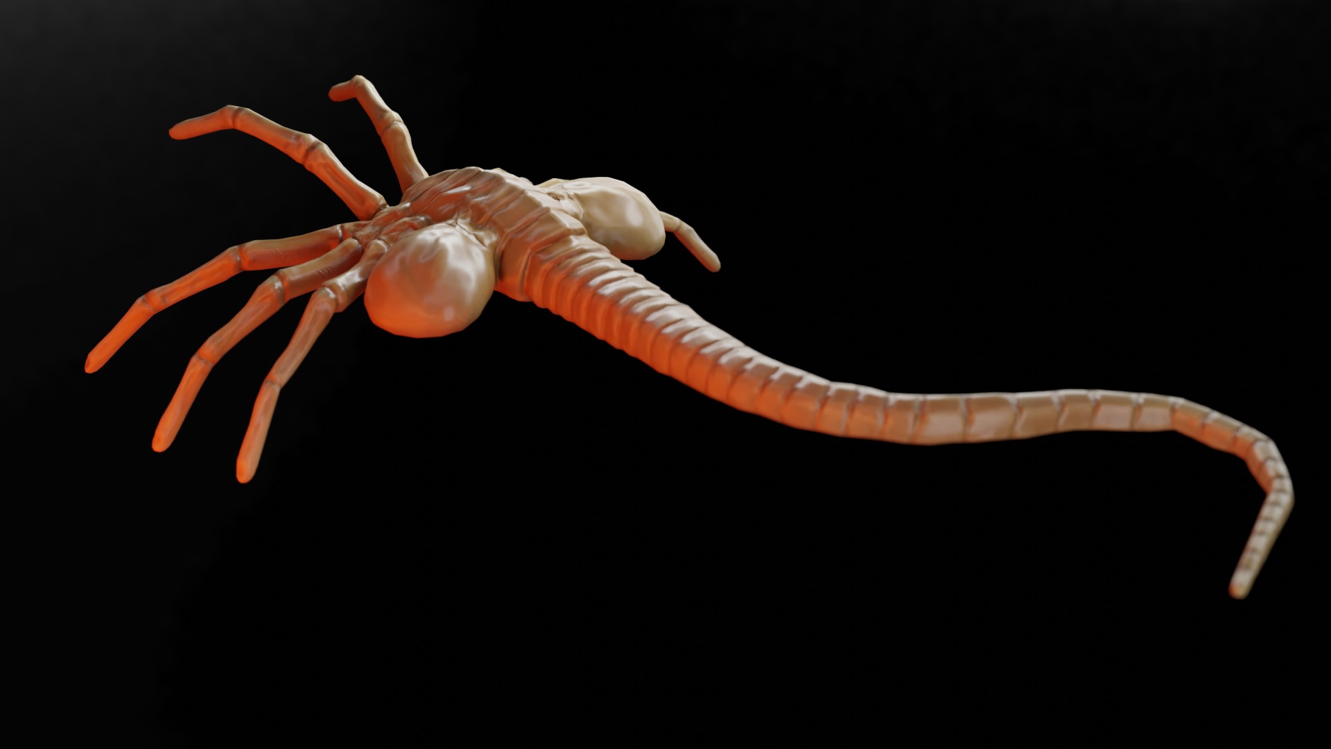 Alien Facehugger Low poly Low-poly 3D model_1