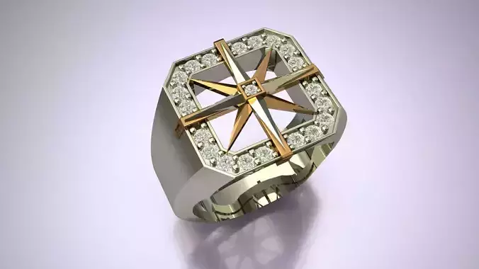 Compass Diamond Ring 3D print model