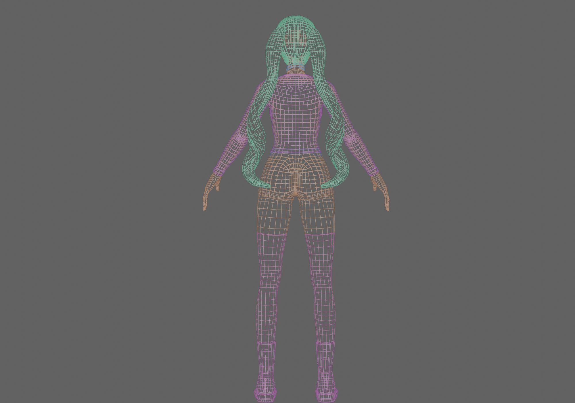 stylized futuristic girl Low-poly 3D model_14