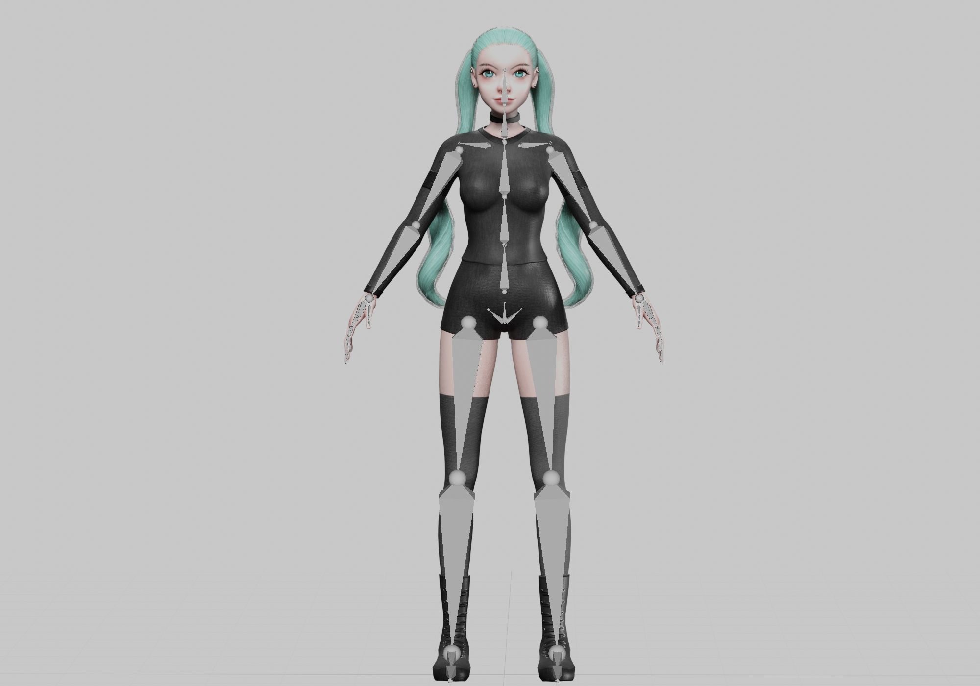 stylized futuristic girl Low-poly 3D model_9