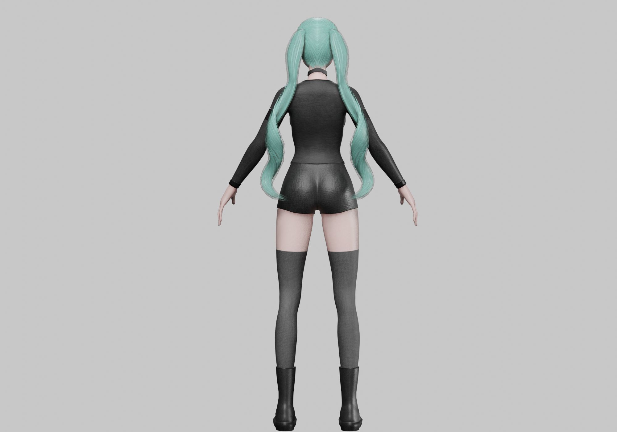 stylized futuristic girl Low-poly 3D model_7