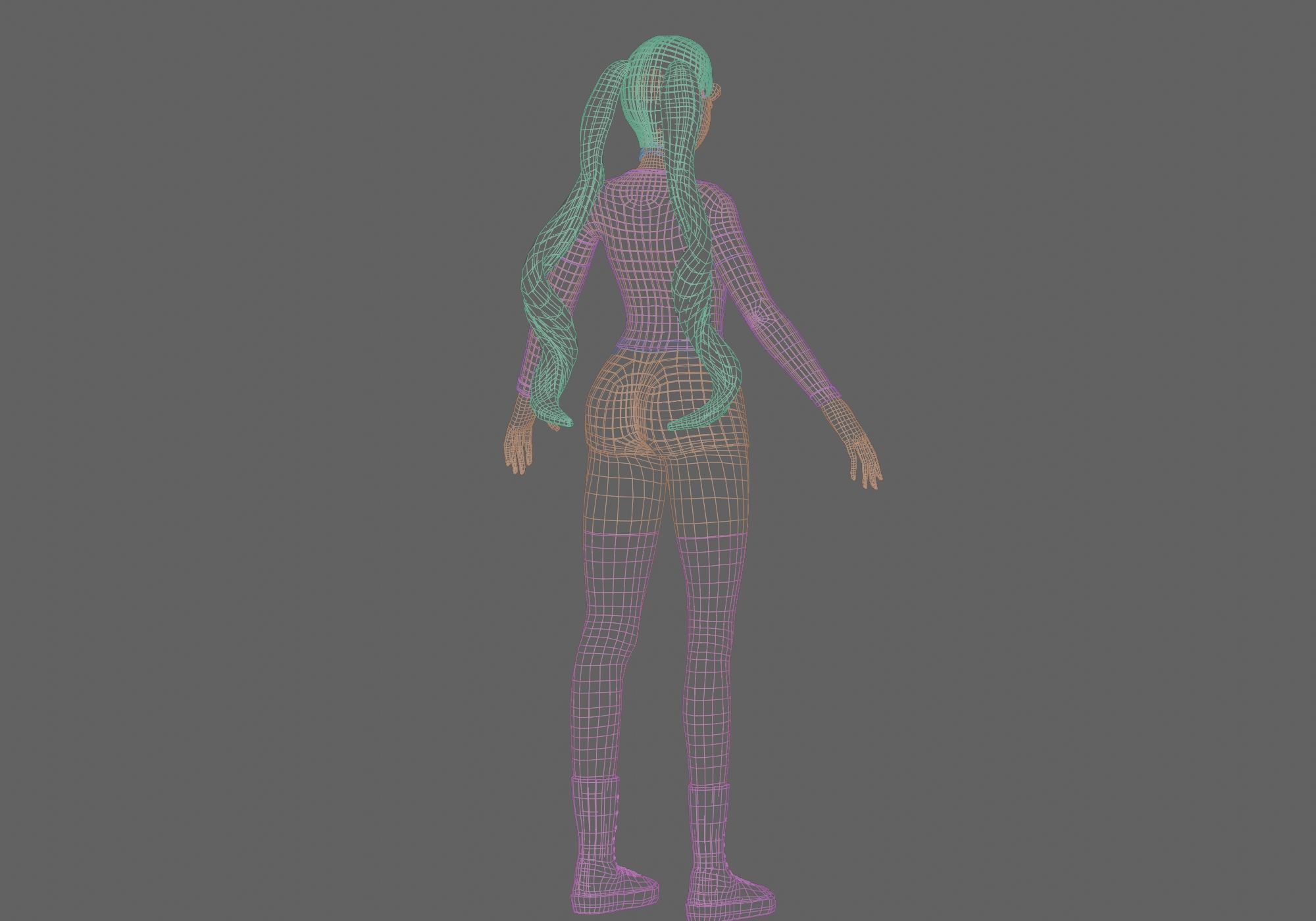 stylized futuristic girl Low-poly 3D model_13