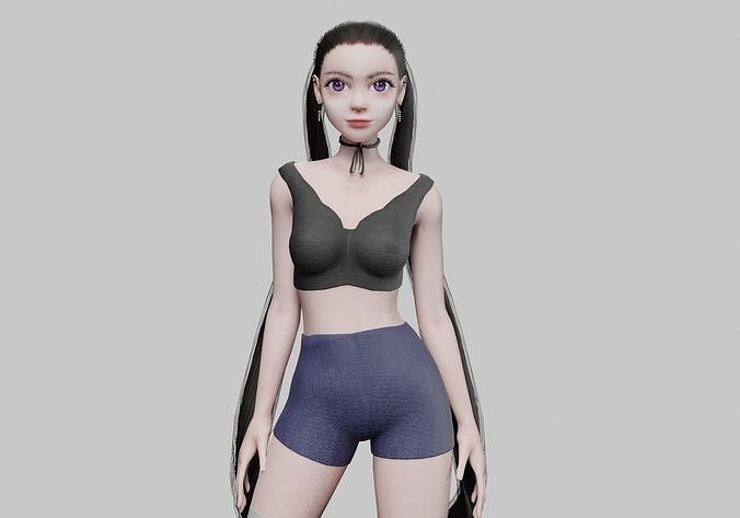 Cartoon Pretty Woman V26224  Low-poly 3D model