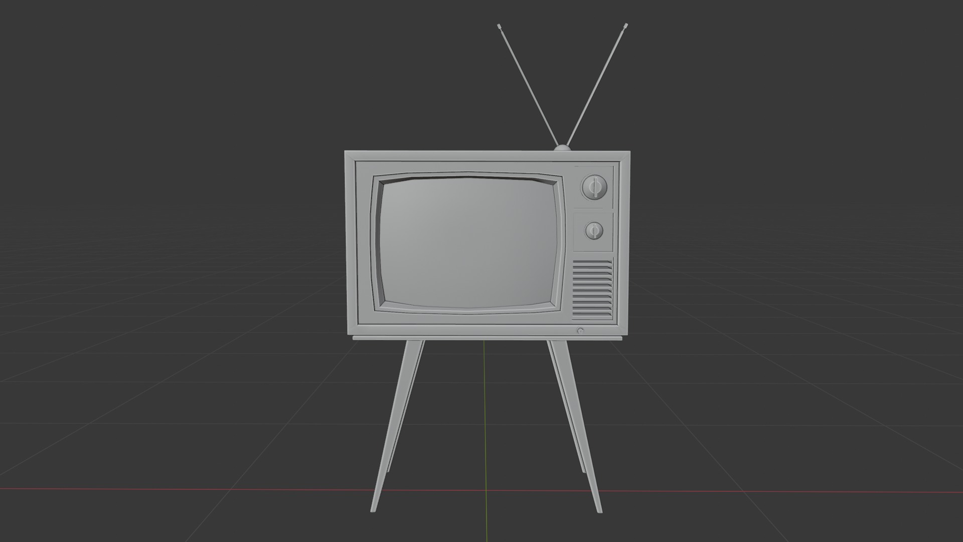 Vintage TV with Screen Glitch Shader Low-poly 3D model_5