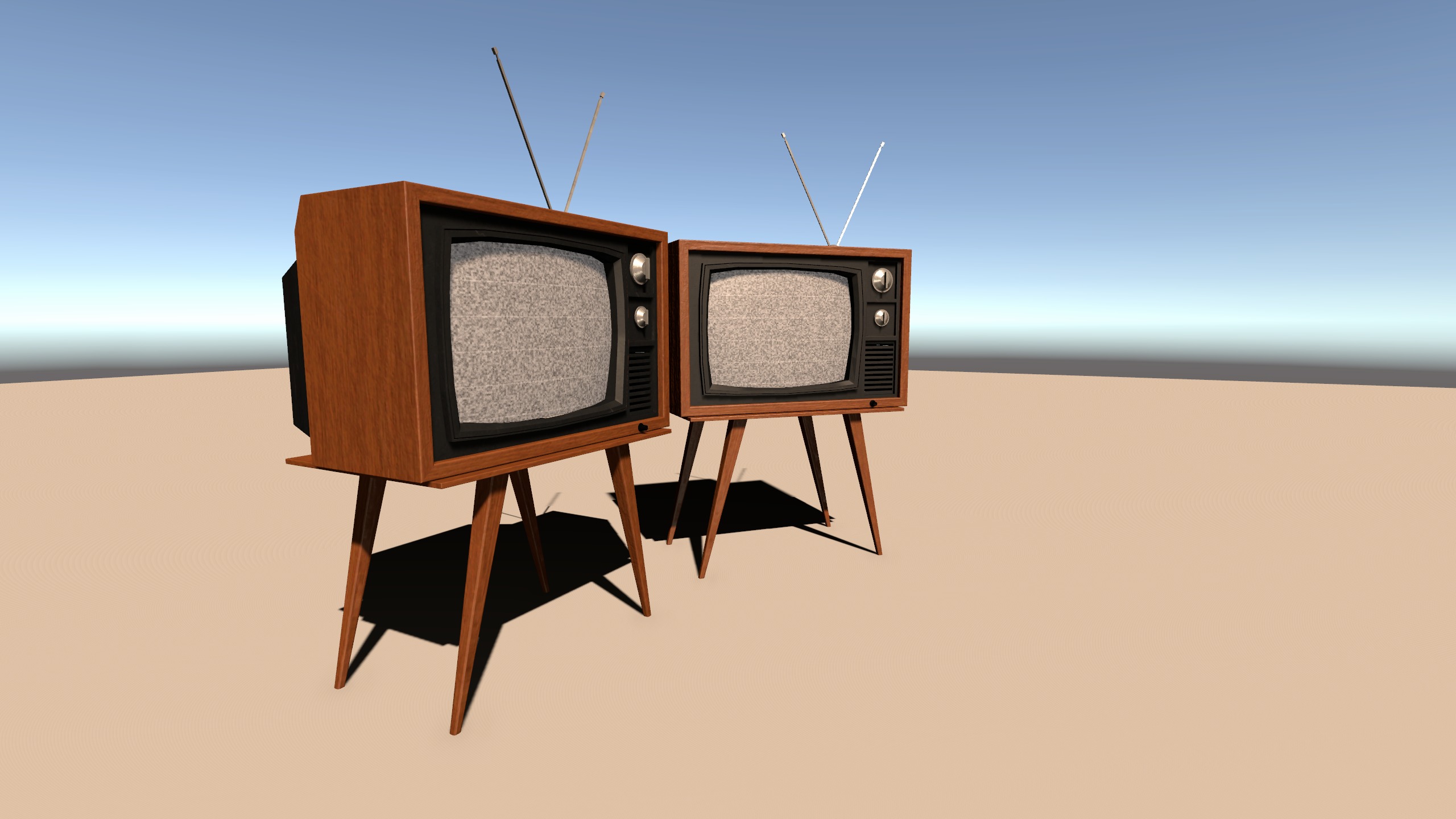 Vintage TV with Screen Glitch Shader Low-poly 3D model_2